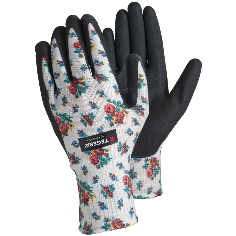 TEGERA 90065 Ladies Gardeing Work Gloves for Women Nitrile Water Repellent Palm 