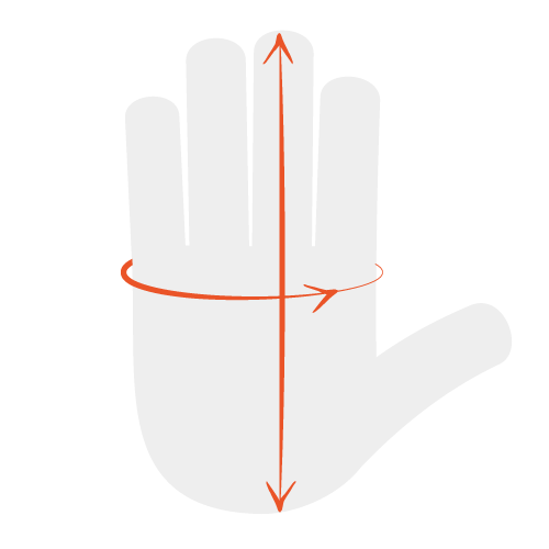 please measure your hand as shown in the image