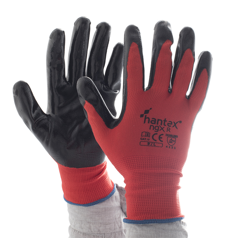 Hantex Nitrile Coated Polyester Gloves NGXR SafetyGloves.co.uk