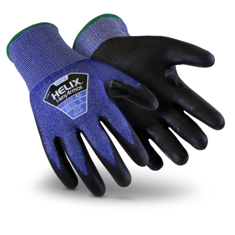 HexArmor Helix 2076 Cut Level F PU Gloves 60660 SafetyGloves.co.uk