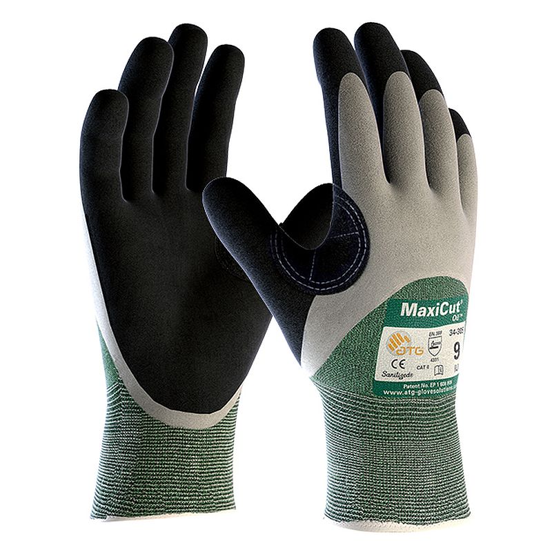 MaxiCut Oil Resistant Level 3 Cut Resistant 3/4 Coated Grip Gloves 34 ...