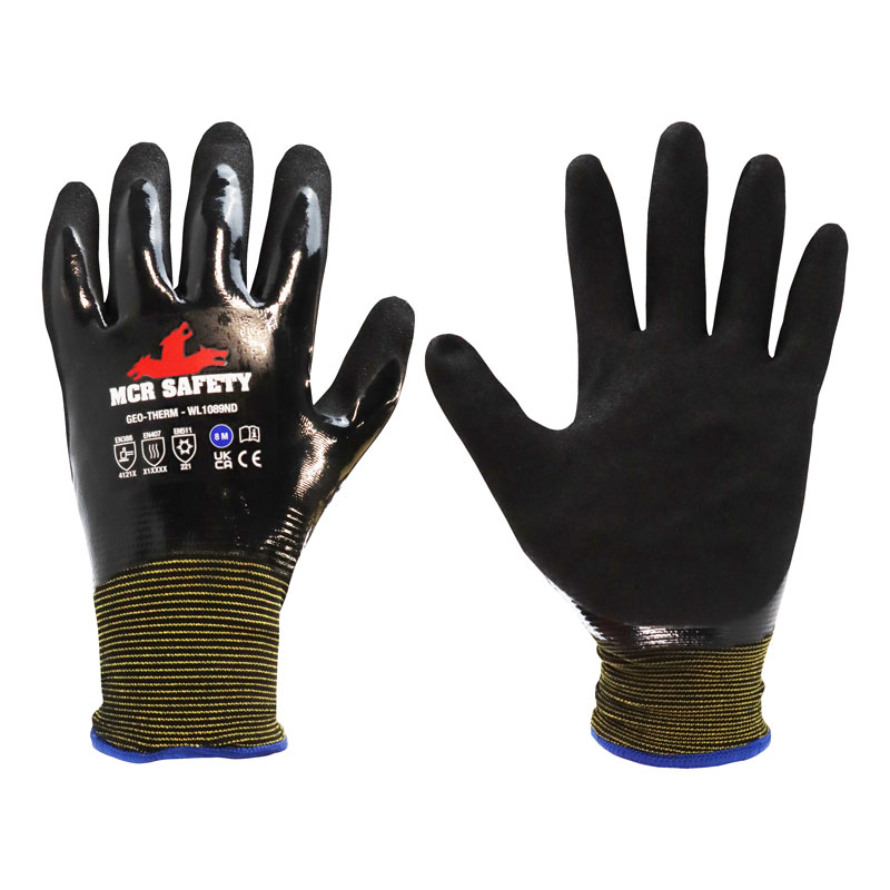 MCR Safety WL1089ND Geo-Therm Warm Waterproof Nitrile-Coated Winter Grip  Gloves