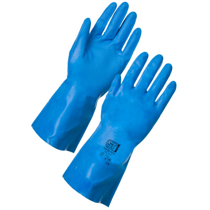 Household Rubber Gloves Medium Size 8 Blue Cleaning Washing up Marigold 