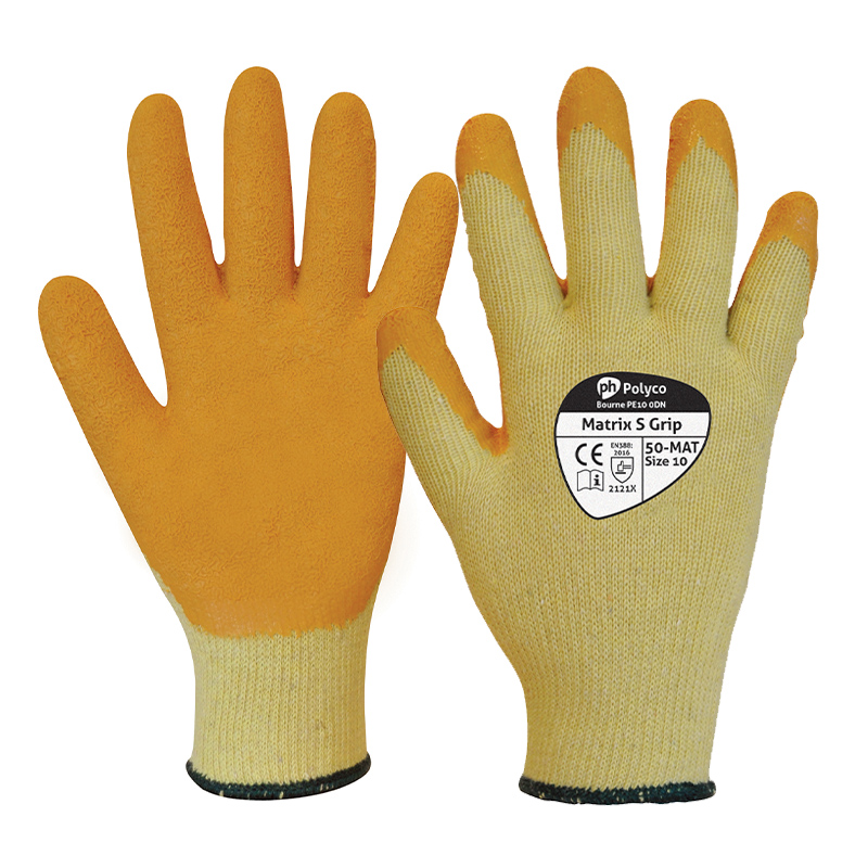 Polyco Matrix S Grip Orange Work Gloves 500MAT SafetyGloves.co.uk