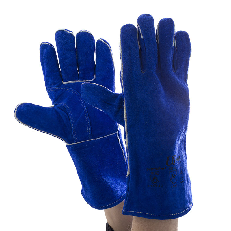 Premium Blue Welder Gauntlets WGB SafetyGloves.co.uk
