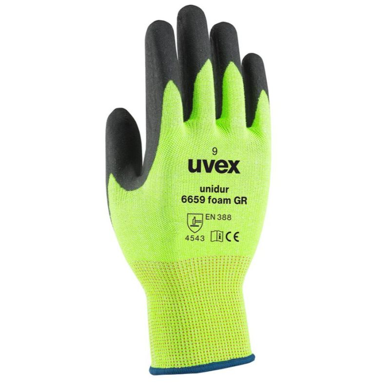 Uvex Unidur 6659 Green Foam Cut Resistant Gloves SafetyGloves.co.uk