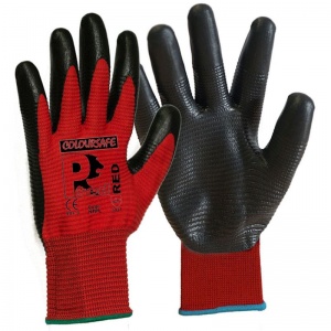 Predator Red Nitrile Coated Cut Level 1 Safety Gloves NFPL