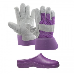 Gardening Women's Bundle with Garden Clogs and Rigger Thorn Proof Gloves