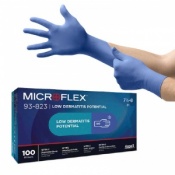 Ansell Microflex 93-823 Disposable Accelerator-Free Nitrile Examination Gloves