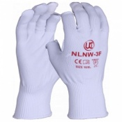 Partially Fingerless Knitted Nylon Low-Linting White Gloves NLNW-3F