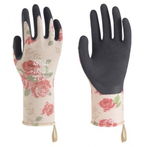 Towa Luminus TOW506 Rose-Patterned Premium Nitrile-Coated Gardening Gloves