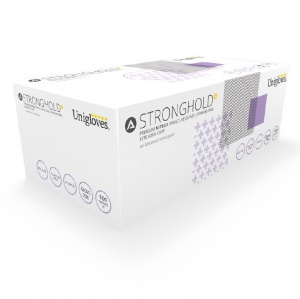 Unigloves Stronghold+ GM007 Purple Nitrile Disposable Gloves with Extended Cuffs (Box of 100 Gloves)